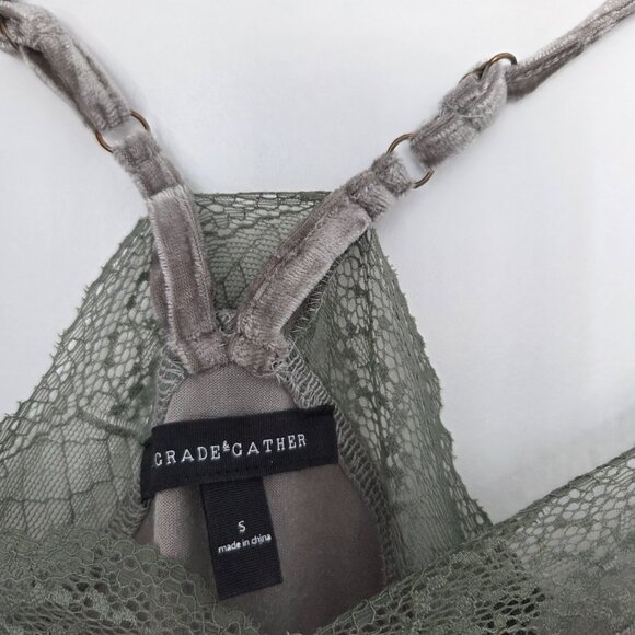 Grade and Gather Velvet Lace Grey Cami Size S - Picture 3 of 5